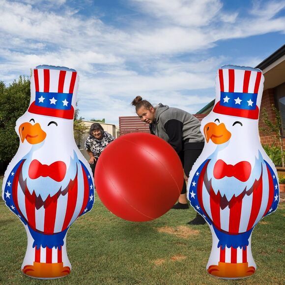 Wettarn 27 Inch 4th of July Inflatables Bowling Set 12 Pack Patriotic (4213) - Picture 5 of 7